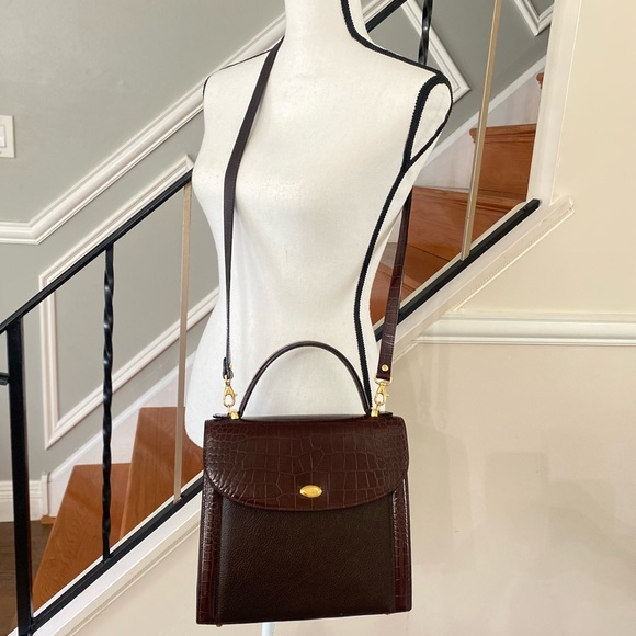 Authentic Bally Brown and Burgendy leather Hand / Crossbody Bag - Picture 7 of 13
